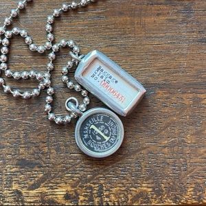 World traveler retro look necklace two charms on silver ball chain